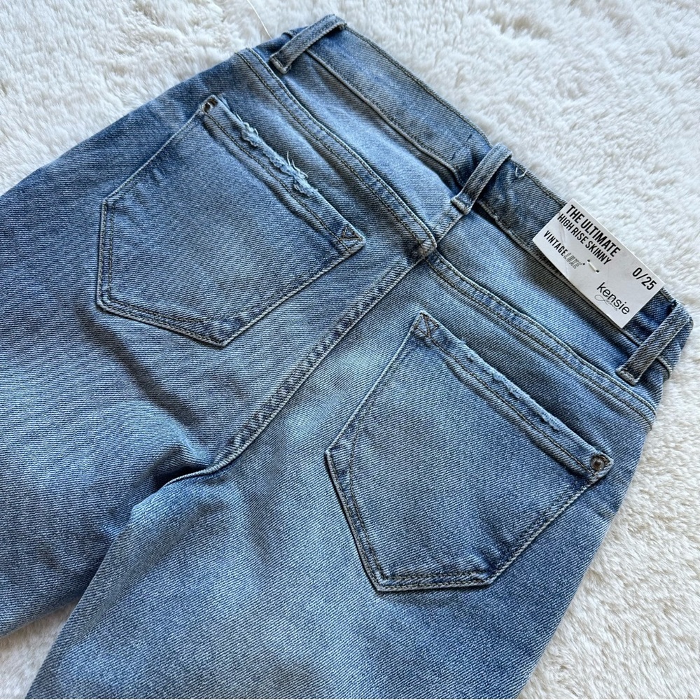 Kensie High Rise Skinny Jeans Vintage Luxe Raw Hem Stretch Blue Women Size 0 - Picture 4 of 8